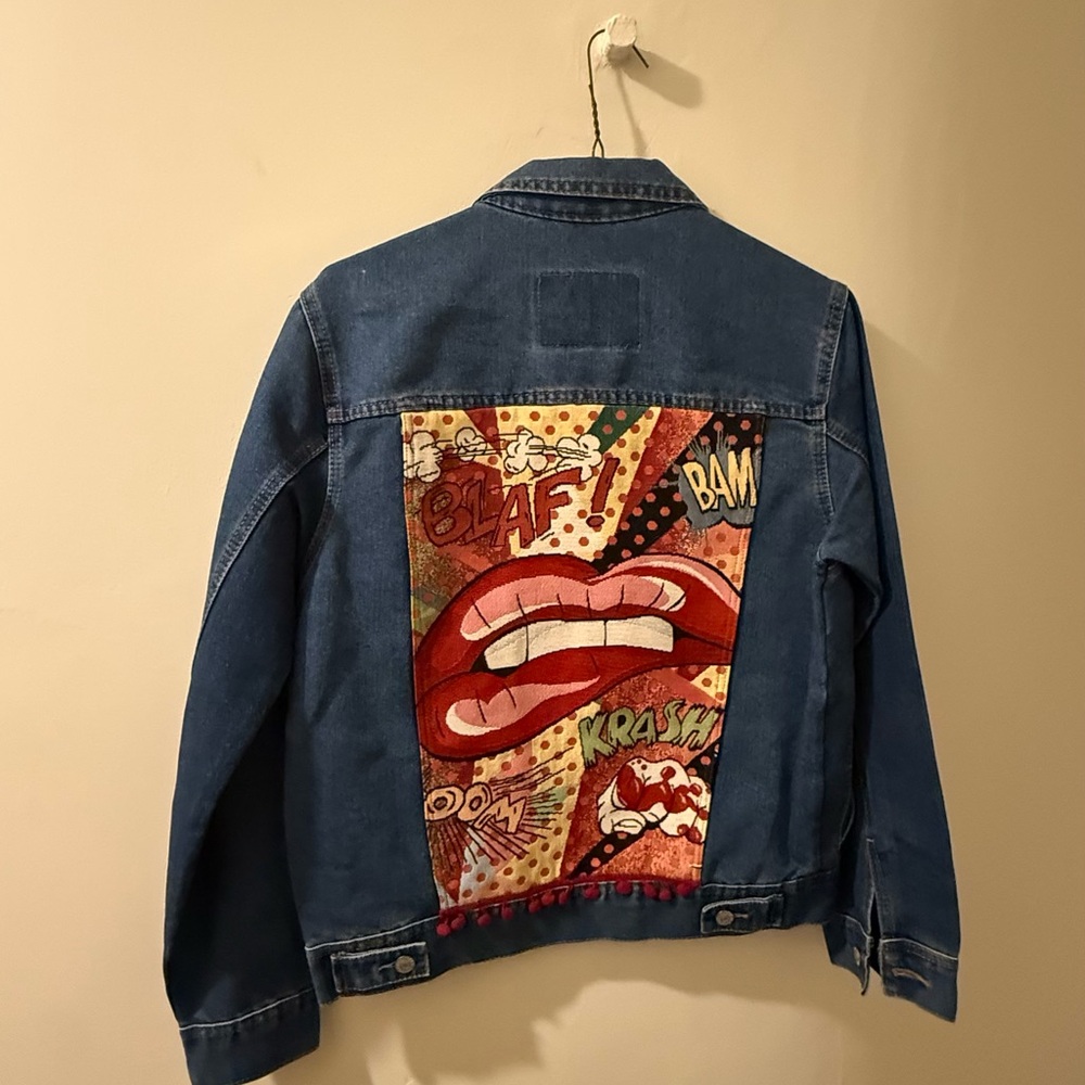 Custom, Patterned Denim Jacket - image 1